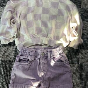 Cat & Jack Purple Checkered Sweater and Shorts Set